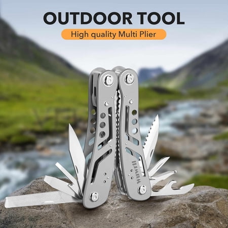 UYGDUY-26-in-1 MultitoolProfessional Stainless Steel Multi Tools Multitool Pliers Pliers Pocket Knife with Heavy Duty Screwdriver Sleeve Replaceable Bits Multitools for Outdoor (silvery)