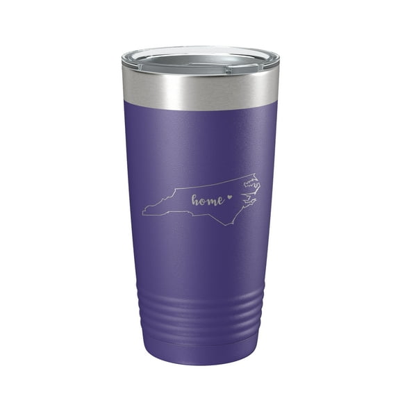 North Carolina Tumbler Home State Travel Mug Insulated Laser Engraved Map Coffee Cup 20 oz Purple