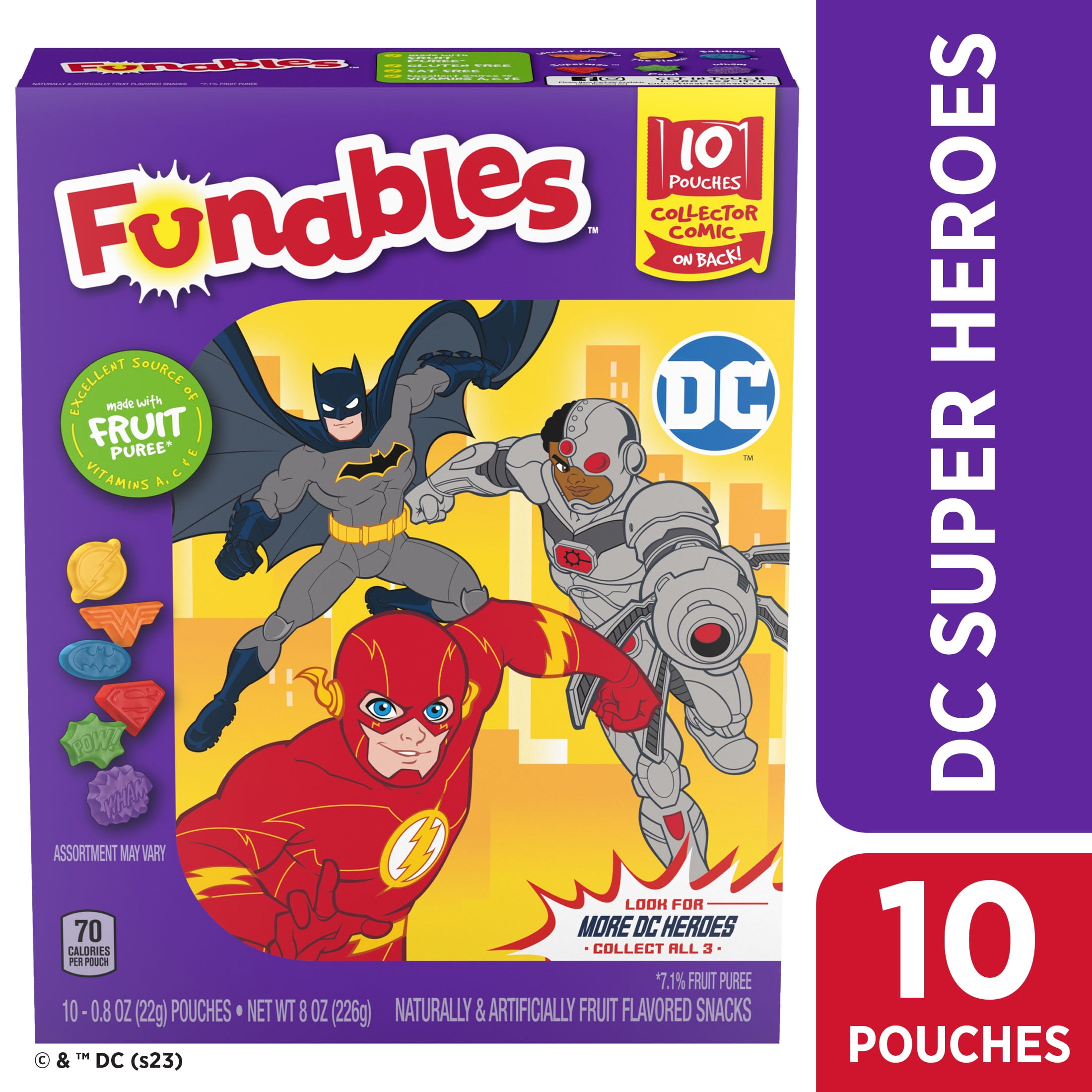 Funables DC Comics Fruit Flavored Fruit Snacks, 8.0 oz, 10 Count