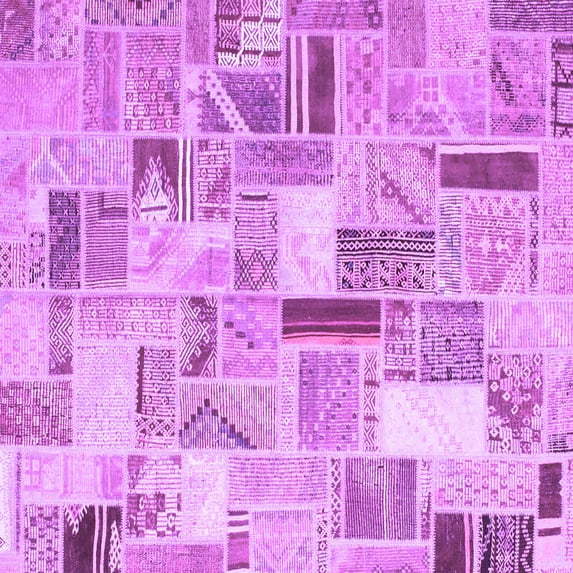 Ahgly Company Indoor Square Patchwork Purple Transitional Area Rugs, 6' Square