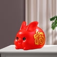 thumbnail image 1 of Chinese Style Rabbit Money Bank Bunny Figurine Statue Money Saving Pot Jar red, 1 of 8