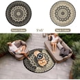 thumbnail image 2 of Round Outdoor Rugs 5ft Waterproof Patio Plastic Straw Rug Reversible Camping Carpet Lightweight Indoor Area Rug for Picnic RV Camping Balcony Graden Beach Boho Porch Decor,Black coffee, 2 of 9