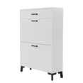 thumbnail image 2 of Qhou, Space Saving White Shoe Storage Cabinet with 2 Flip Drawers, Sturdy MDF & Metal Construction Space Saving, White - Easy to Assemble, 2 of 11