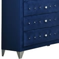 thumbnail image 4 of Velvet Upholstered 5 Drawer Wooden Chest with Faux Crustal Knobs Blue, 4 of 5
