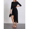 thumbnail image 4 of ZAXARRA Robe Midi en Satin pour Femmes Manches 3/4 Col Rond Nœud devant Couleur Unie Robe de Cocktail Robe de Soirée, 4 of 9