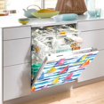 thumbnail image 2 of Yayeee Magnetic Dishwasher Cover for The Front Decoration Home Kitchen Machine Sticker Protector, Yellow Hand Drawn Sailboats, 2 of 6