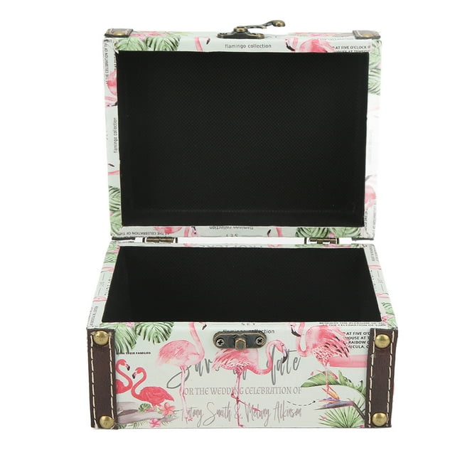 Caja de almacenamiento de joyas Joyero de madera con estampado de flamencos Caja de madera vintage hecha a mano con cuidado Jadeshay A