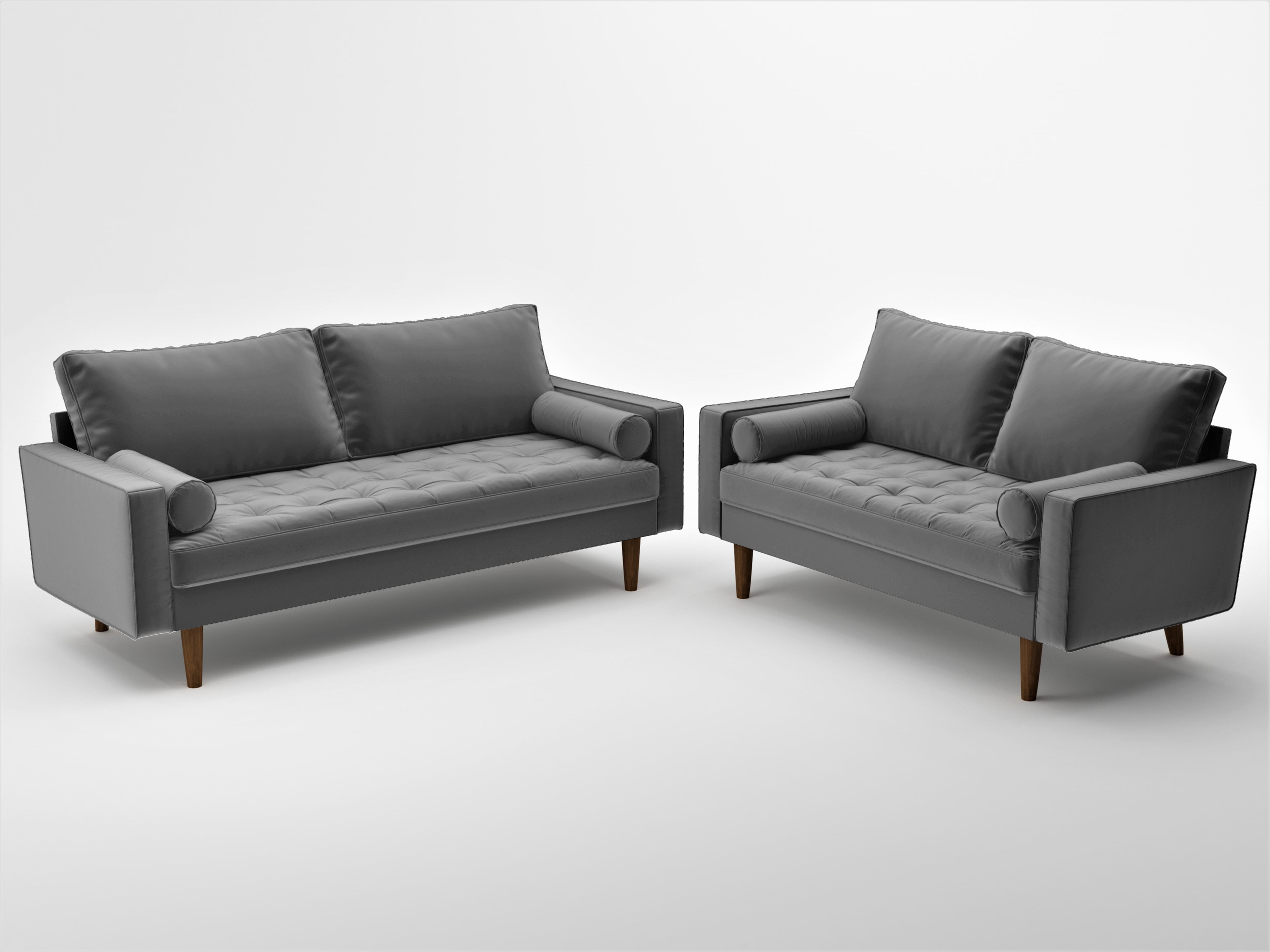 Uspridefurniture Hazen 2Pcs Velvet Living Room Set,Gray