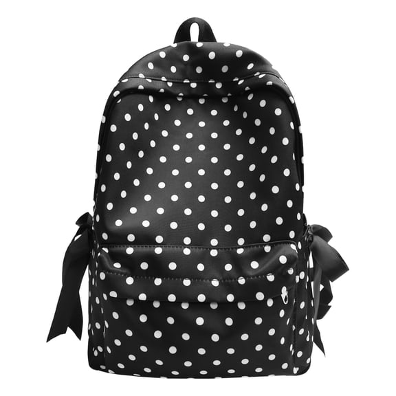 HUISZJ Polka Dot School Backpack, Nylon Travel Daypack with Side Bows, Aesthetic Backpack for Women School, Multicolor