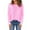 Pink, variant on ManxiVoo Round Neck Long Sleeve Sweater Top for Women Autumn Winter Casual Soft Warm Knitwear L Size Hot Pink