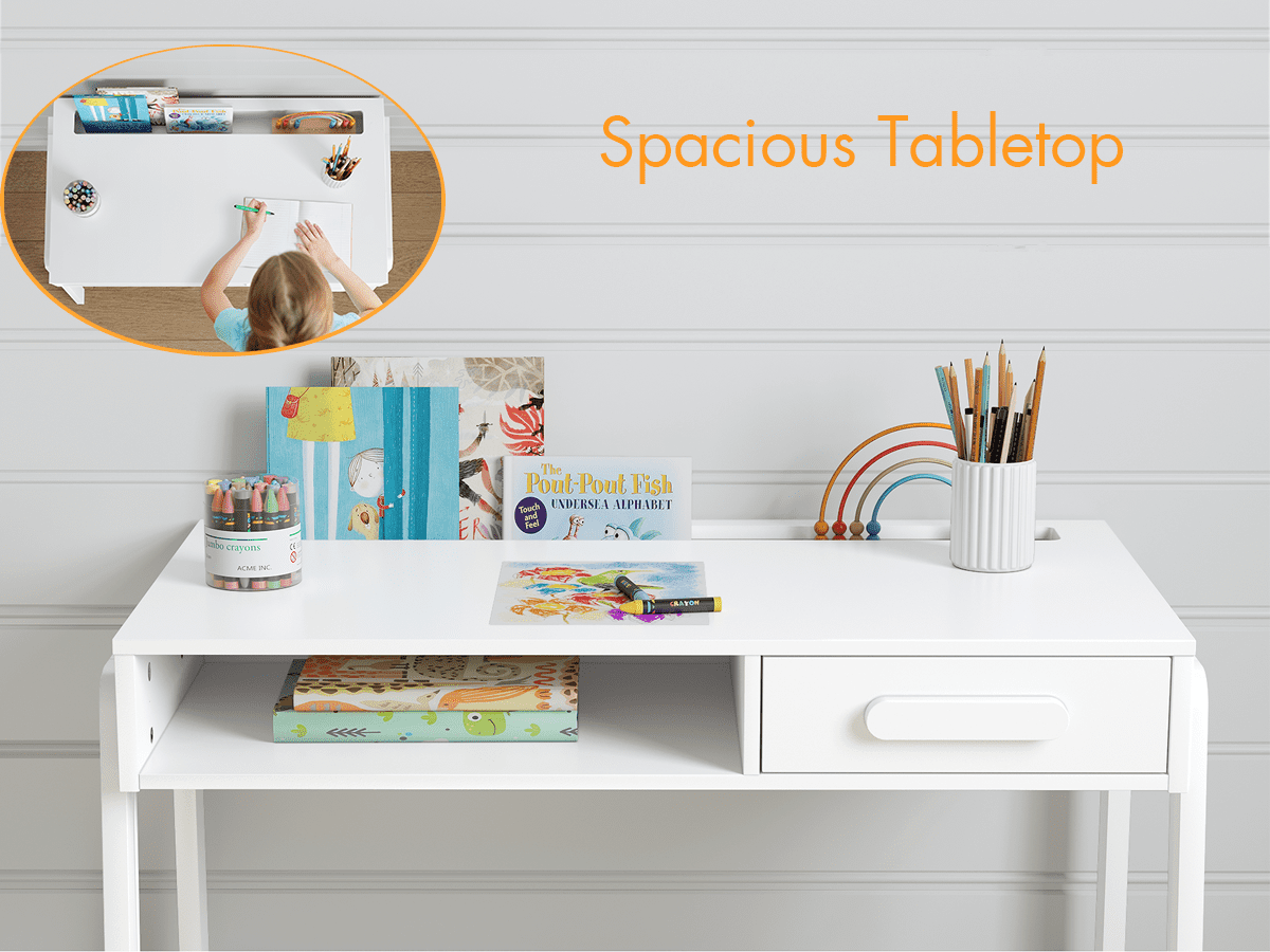 STAROUS Kids Desk and Chair Set: Wooden Study Table with Drawers & Ergonomic Chair for Bedroom & Study Room