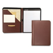 Samsill Contrast Stitch Leather Padfolio, 8.5x11, Leather, Tan