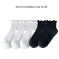 thumbnail image 3 of Milue 5 Pairs Japanese Women Student Frilly Ruffle Trim Black White Short Ankle Socks, 3 of 19