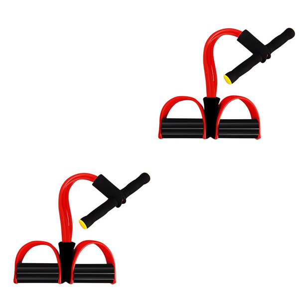 Matsuzay Pedal extractor de 4 tubos, cuerda elástica para sentarse, bandas de tensión, cuerda para Fitness, gimnasio en casa Rojo 2piezas