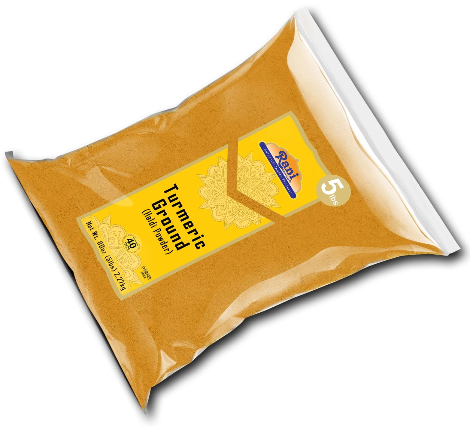 Rani Turmeric Root Powder Spice, Haldi (High Curcumin Content) 80oz (5lbs) 2.27kg Bulk ~ All Natural | 100% Pure, Salt Free | Vegan | Gluten Friendly | NON-GMO | Kosher | Indian Origin