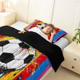 thumbnail image 4 of Castle Fairy Graffiti Soccer Twin Comforter Sets 2pcs, Rainbow Stripes Splash Bedding Set, Red Green Yellow,Black Reversible,1 Comforter and 1 Pillowcase, 4 of 6