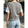 thumbnail image 5 of Women V Neck Sweater Vest Sleeveless Knit Solid Casual Ribbed Preppy Pullover Tops, 5 of 6