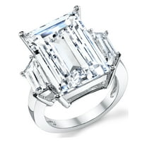 Metal Masters Womens Kim Kardashian Sterling Silver 9Ct. Engagement Wedding Ring Emerald-Cut Cubic Zirconia