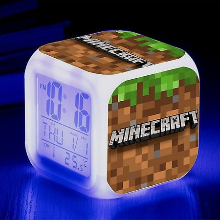 Minecraft Réveil Coloré Couleur Changement de Lumière Anime Cartoon Horloge  Muet Veilleuse
