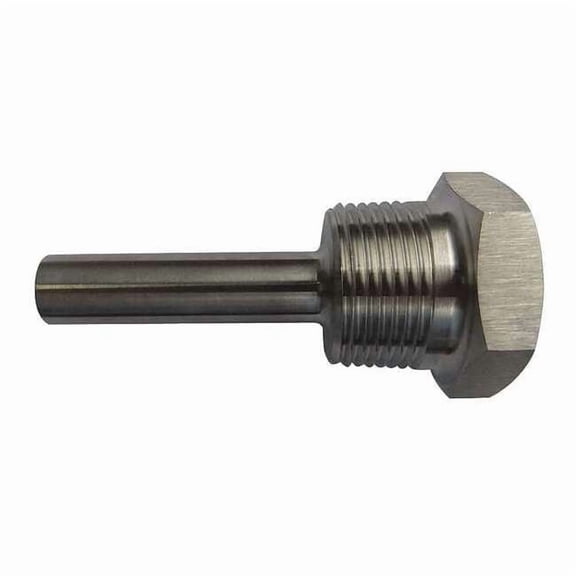 Bimetal Thermowell, 316SS, 1/2 NPSM, Bore Dia.: 0.26 in