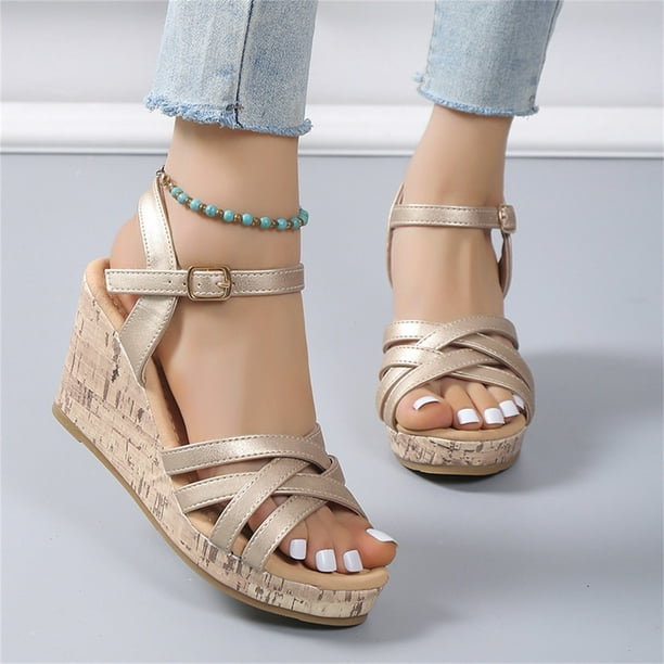 Cameland New Summer Slope Heel Women's Shoes Fashion Outwear Buckle Open  Toe Sandals