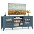 thumbnail image 1 of Costway TV Stand for TVs up to 65" with 3-Position Adjustable Shelves Tempered Glass Doors Teal Blue, 1 of 10