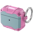 thumbnail image 2 of For Apple AirPods 3 (2021) Heavy Duty Tuff Hybrid 2 in 1 Shockproof Full Protective Case Hard PC TPU Cover with Carabiner Cover ,Xpm Phone Case [Teal / Pink], 2 of 6