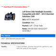 thumbnail image 2 of Left Driver Side Headlight Assembly - Compatible with 2007 - 2014 Chevy Suburban 1500 2008 2009 2010 2011 2012 2013, 2 of 2