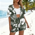 thumbnail image 4 of Mifsaly 2 Piece Sets for Women Summer Vacation Matching Outfits Tropical Print Open Front Oversized Cardigans Elastic Waist Drawstring Beach Shorts 2026 Casual Travel Fashion Clothing, 4 of 7