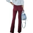 thumbnail image 3 of FASHIONWT Women Corduroy High-Rise Slim-Fit Lady Flared Trousers, 3 of 5