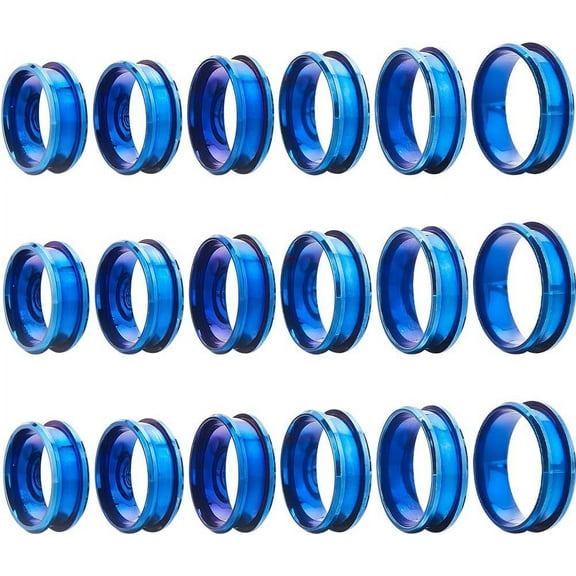 1 Box 18Pcs Inlay Ring Blanks Blue Stainless Steel Ring Blanks Grooved Ring Blank US Size 7/8/9/10/11/12 Finger Rings Settings Ring Cores Blank for Jewelry Making Kits DIY Craft Supplies