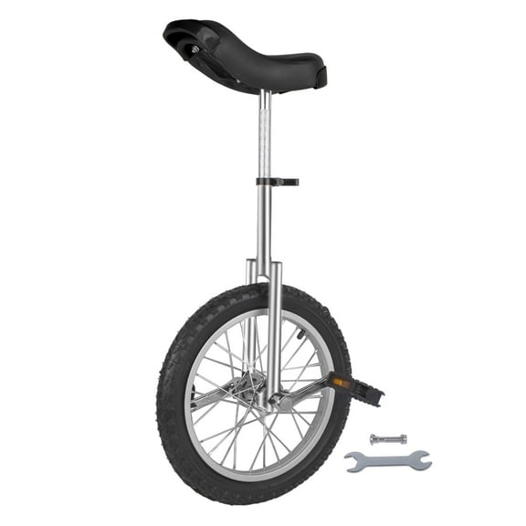 NEWZQ Height Adjustable Unicycle, 16 Inch Wheel Monocycle for Balance Exercise, Easy Assembly Singe Wheel Cycle for Circus Performance, Outdoor Fitness (Silver)