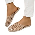 thumbnail image 5 of HOWPAY Summer Sandals Women Non- Flats Mesh Hollow Closed Toe on Slides Casual Comfortable Sandals Summer Beach Slippers Beige 36, 5 of 9