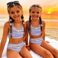 thumbnail image 5 of CCRFTGI Swimsuit for Kids Girls Size 6-7 2 Piece Set Swim Vacation Bathing Suits Beach Vacation Sequin Print Bikini Set Summer Cute Girls Fashion Swim Suit Kids Bikini Multicolor 9-10 Years, 5 of 9