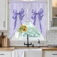 thumbnail image 6 of Purple Bow Swag Curtains for Kitchen/Bedroom/Living Room, Cute Bowknot Simple Pure Color Scalloped Curtains 63 Inch Long, Rod Pocket Window Swag Topper Curtains Valances 2 Panels Set 36"x63", 6 of 8