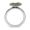 thumbnail image 2 of 925 Sterling Silver & Real 14kt Stackable Expressions Antiqued Heart Ring Size: 6; for Adults and Teens; for Women and Men, 2 of 5