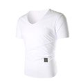 thumbnail image 2 of Mens Short-sleeved T-shirt Solid Color Embroidered V-neck European Code, 2 of 9