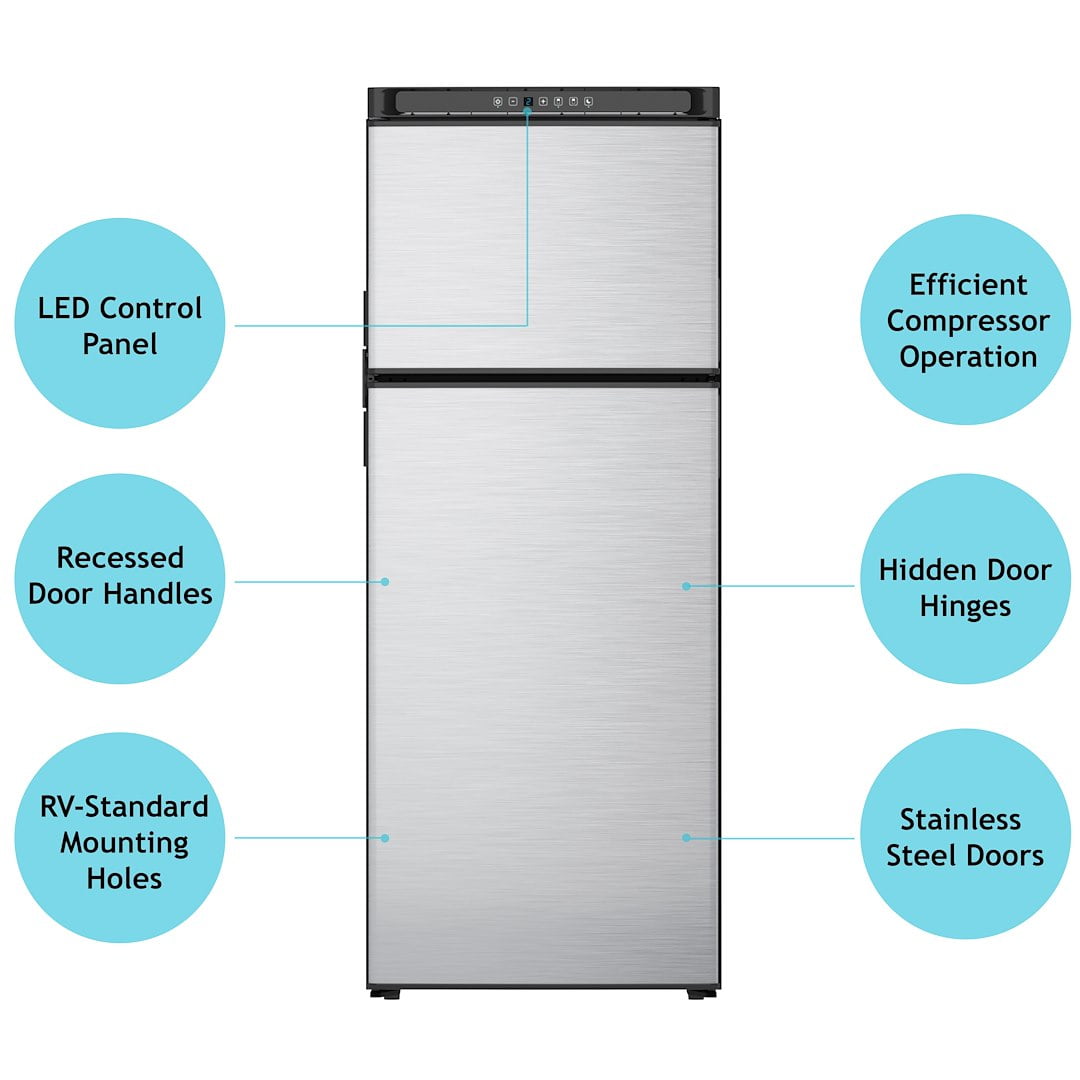 Norcold 10 Cu. Ft. Dual Compartment Refrigerator, Black, 2-Door, Left Hand Hinge
