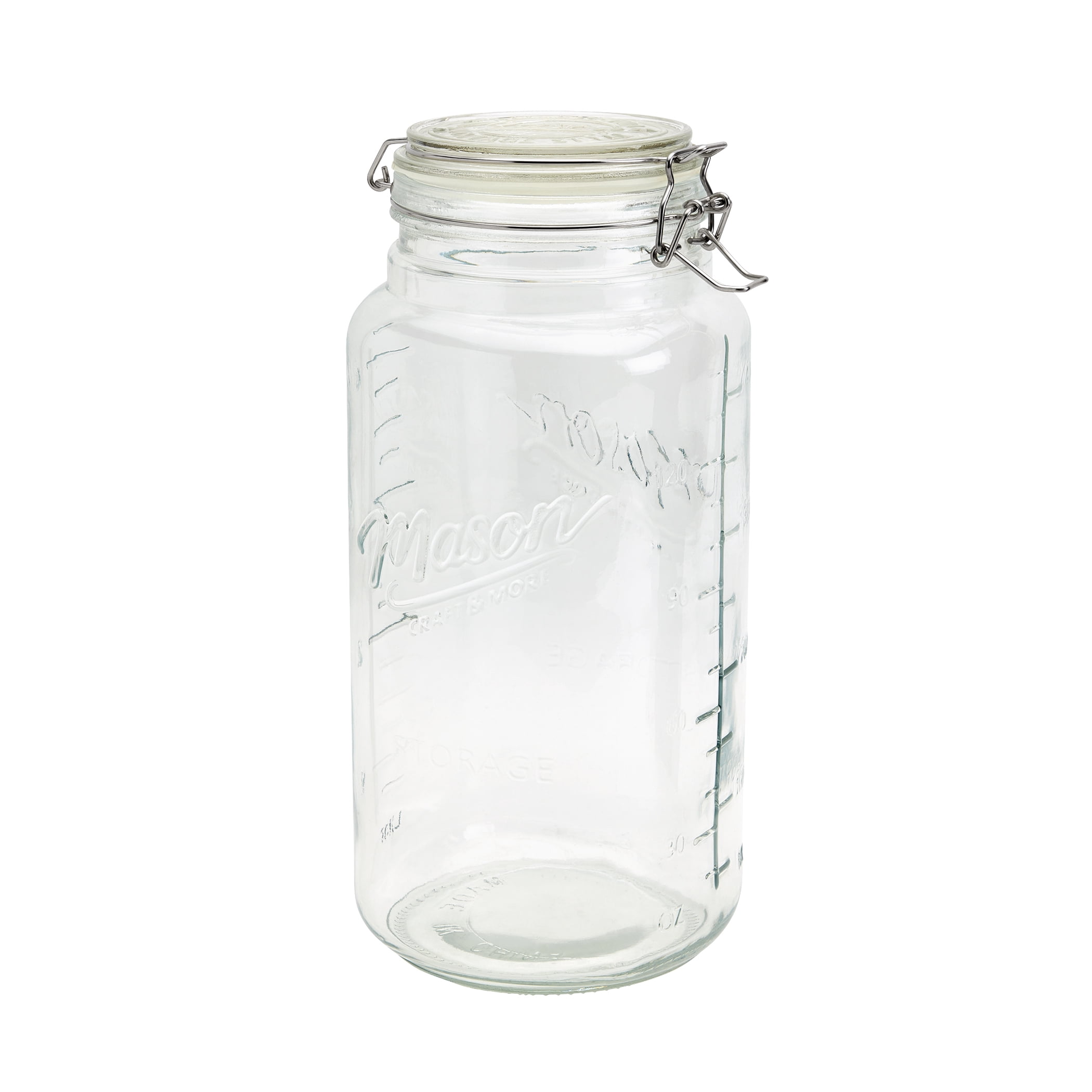 Mason Craft & More Airtight Glass Jumbo Clamp Jar with Lid, Clear Mason Jar Storage Canister, 4.5 Liter (152oz)