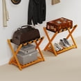 thumbnail image 4 of Costway Folding Luggage Racks Set of 2 with Storage Shelf & 5 Nylon Straps Luggage Holder, 4 of 10