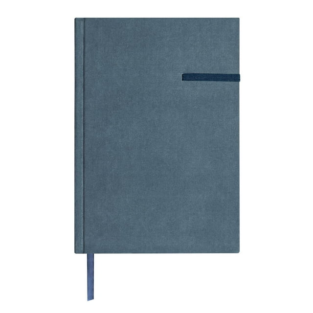 Libreta de poliéster con 80 hojas, pasta rígida y cubierta suave al tacto azul 14.6 x 21