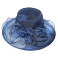 thumbnail image 2 of Hontri Women's Floral Mesh Sun Hat UV Protection Wide Brim Beach Hat for Women Breathable Organza Rose Red ( X02-Royal Blue), Women's Vintage Floral Mesh Sun Hat Beach Sun Hat, 2 of 5