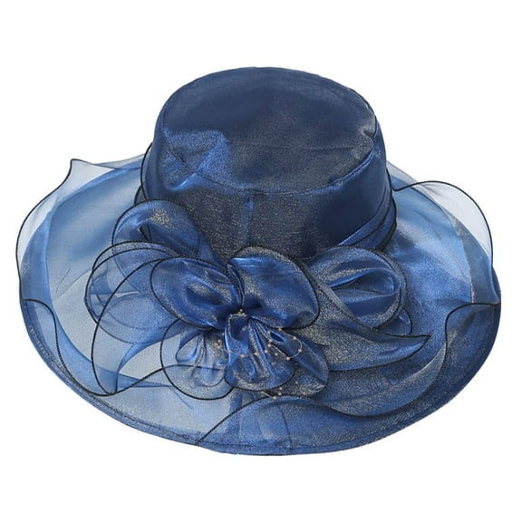 Prolriy Kenntucky Derby Hats for Women, Women's Vintage Floral Mesh Sun Hat Beach Sun Hat with Sun Hats for Women Fascinators Hats for Women Blue