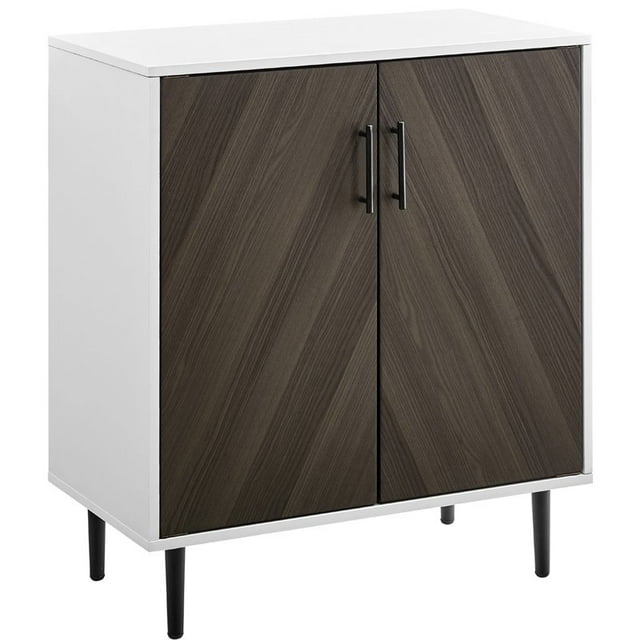Hampton 28" Armoire d'Appoint en Frêne Brun Bookmatch/blanc Massif