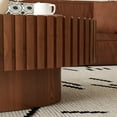 thumbnail image 4 of YIYADO Round Coffee Table with Olive Shaped Relief, Solid Wood & MDF Pedestal Tea Table for Living Room, 4 of 7