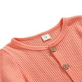 thumbnail image 4 of EIMELI 2Pcs Baby Girls Outfit Solid Color Single-breasted Long Sleeve Romper with Pocket Headband Fall Outfits Set, 4 of 6