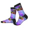 thumbnail image 2 of KLL Colorful Purple Cosmos Flower Print Cool Socks Men's Women's Crew Socks Funny Crazy Novelty Stockings, 2 of 7