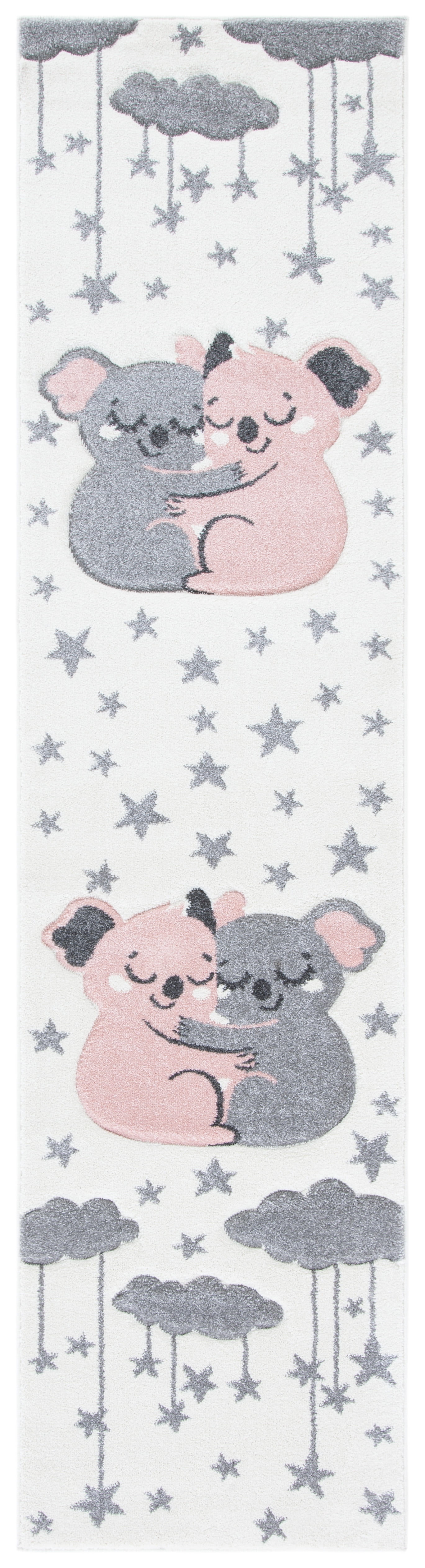 SAFAVIEH Carousel Kids Hugging Koalas Runner Rug, Ivory/Pink, 2' x 8'