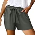thumbnail image 4 of Linen Shorts for Women Summer Casual Elastic Waist Wide Leg Loose Fit Lightweight Beach Shorts with Pockets, 4 of 6