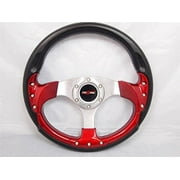 New World Motoring 1984  CLUB CAR DS RED steering wheel golf cart With Chrome Adapter